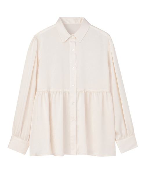 TOKYO SHIRTS（トウキョウシャツ）の「クラッシュスエード ペプラムシャツブラウス 長袖（シャツ/ブラウス・レディース・オフホワイト/グレイッシュブルー/ピンク・M/L）」の2枚目の写真