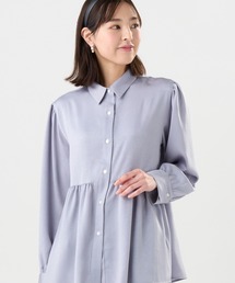 TOKYO SHIRTS | クラッシュスエード ペプラムシャツブラウス 長袖(シャツ/ブラウス)