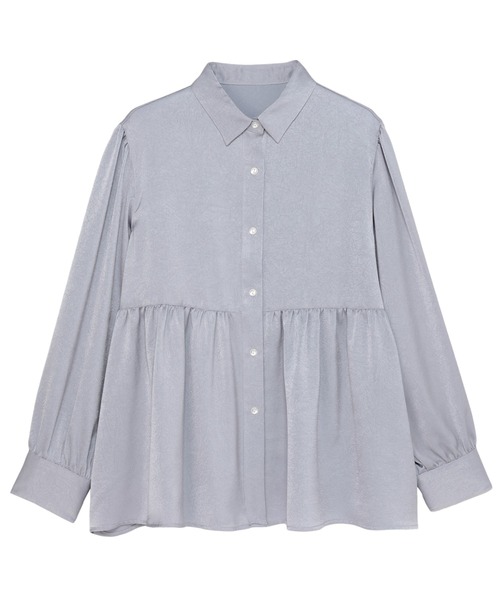 TOKYO SHIRTS（トウキョウシャツ）の「クラッシュスエード ペプラムシャツブラウス 長袖（シャツ/ブラウス・レディース・オフホワイト/グレイッシュブルー/ピンク・M/L）」の9枚目の写真