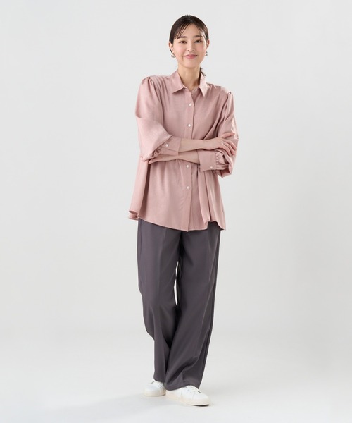 TOKYO SHIRTS（トウキョウシャツ）の「クラッシュスエード ペプラムシャツブラウス 長袖（シャツ/ブラウス・レディース・オフホワイト/グレイッシュブルー/ピンク・M/L）」の15枚目の写真