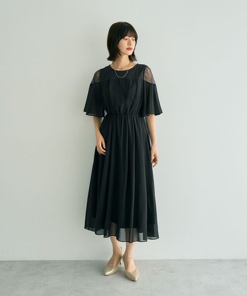 YECCA VECCA(イェッカヴェッカ)の「レース切替シフォンドレス(ワンピース・レディース・チャコールグレー/ブルーグリーン/ベージュ・FREE)」の12枚目の写真