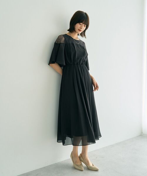 YECCA VECCA(イェッカヴェッカ)の「レース切替シフォンドレス(ワンピース・レディース・チャコールグレー/ブルーグリーン/ベージュ・FREE)」の17枚目の写真