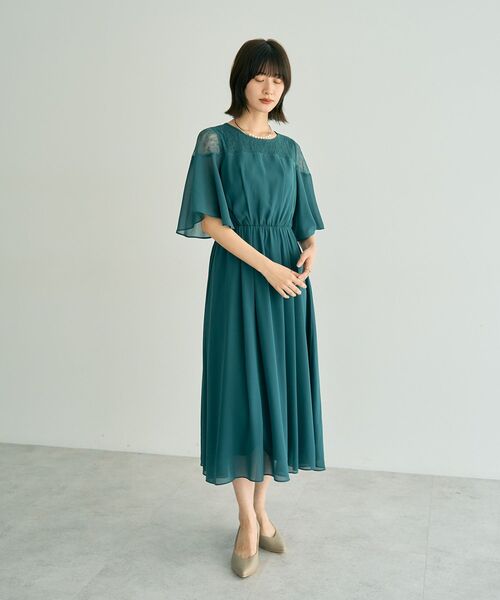 YECCA VECCA(イェッカヴェッカ)の「レース切替シフォンドレス(ワンピース・レディース・チャコールグレー/ブルーグリーン/ベージュ・FREE)」の19枚目の写真