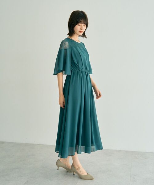 YECCA VECCA(イェッカヴェッカ)の「レース切替シフォンドレス(ワンピース・レディース・チャコールグレー/ブルーグリーン/ベージュ・FREE)」の20枚目の写真