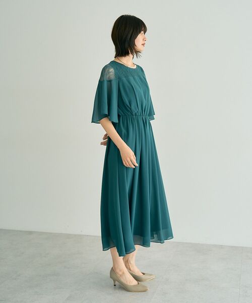 YECCA VECCA(イェッカヴェッカ)の「レース切替シフォンドレス(ワンピース・レディース・チャコールグレー/ブルーグリーン/ベージュ・FREE)」の21枚目の写真