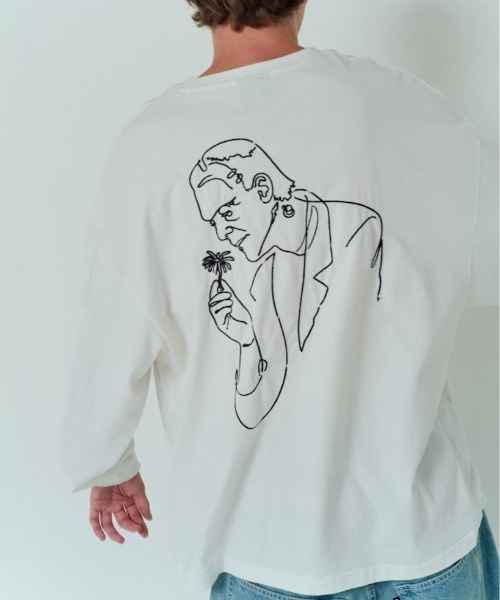 ADAM PATEK(アダムパテック)の「【ADAMPATEK/アダムパテック】Frankenstein flower stitch longsleeve ステッチロンTee(Tシャツ/カットソー・メンズ・ブラック/ホワイト・2/1)」の1枚目の写真