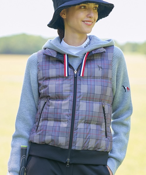 adabat(アダバット)の「【ADABAT NAVY】グレンチェック中綿ベスト(その他アウター・レディース・ブラック系1・42/40/38)」の1枚目の写真
