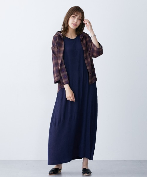 slattgir（スラットジール）の「高身長　シアーチェック七分袖シャツ（吸汗速乾・防シワ）（トールサイズ）（シャツ/ブラウス・レディース・ホワイト系/ブラウン系・TM/TL/TLL/T3L/T4L/T5L）」の11枚目の写真
