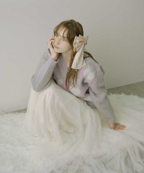 HEIREN(ヘイレーン)の「【HEIREN】モヘアタッチハートジャガードニット(ニット/セーター・レディース・グレー/ホワイト/レッド・FREE)」の14枚目の写真