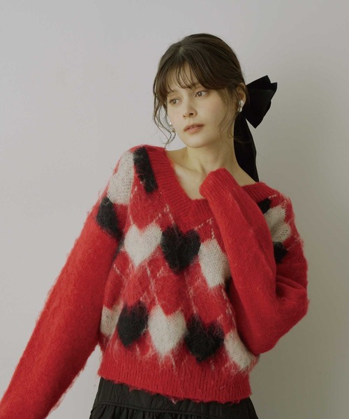 HEIREN（ヘイレーン）の「【HEIREN】モヘアタッチハートジャガード