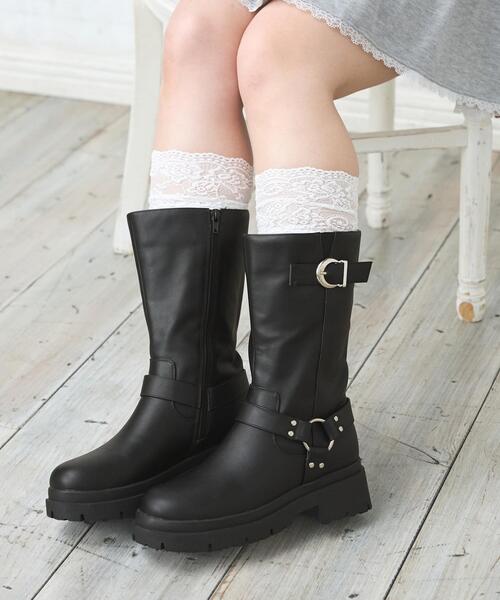 INGNI（イング）の「インヒール厚底バイカーブーツ（ブーツ・レディース・ダークブラウン/ブラック・M/L）」の3枚目の写真