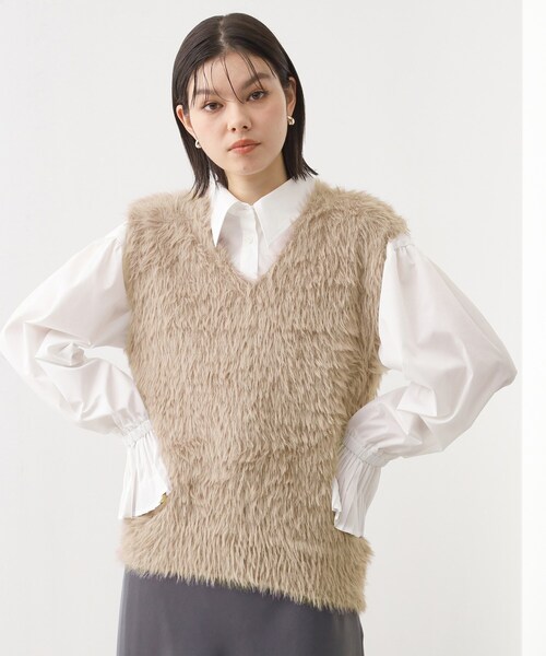 THE SHOP TK （ザ ショップ ティーケー ）の「ふわふわフェザーベスト/洗える（ベスト・レディース・スミクロ/グリーン/ブラウン系・99）」の10枚目の写真