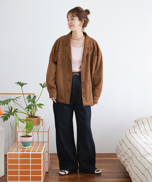 B.C STOCK（ベーセーストック）の「【ZOZO限定】フェイクスウェードジャケット（その他アウター・レディース・ブラウン/カーキ・FREE）」の4枚目の写真