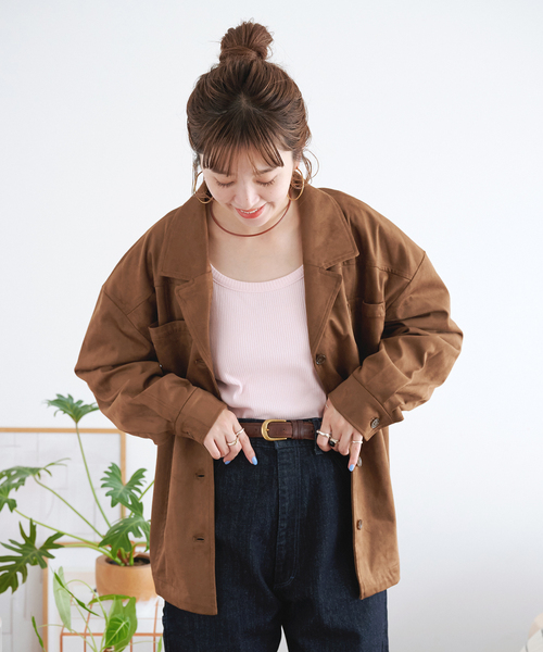 B.C STOCK（ベーセーストック）の「【ZOZO限定】フェイクスウェードジャケット（その他アウター・レディース・ブラウン/カーキ・FREE）」の7枚目の写真
