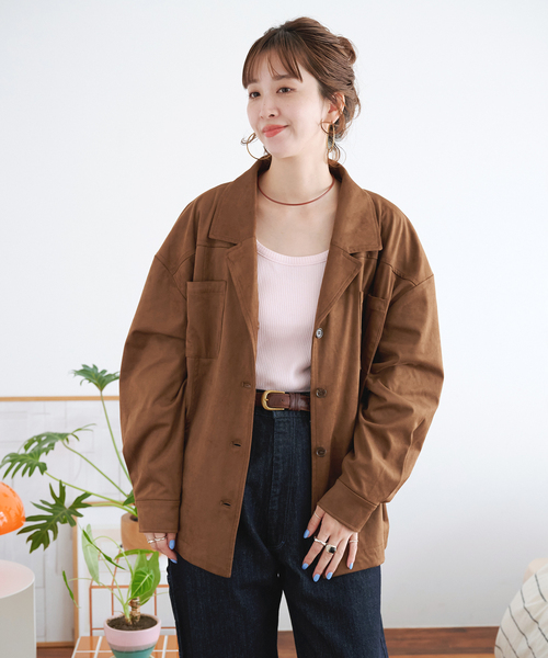 B.C STOCK（ベーセーストック）の「【ZOZO限定】フェイクスウェードジャケット（その他アウター・レディース・ブラウン/カーキ・FREE）」の8枚目の写真