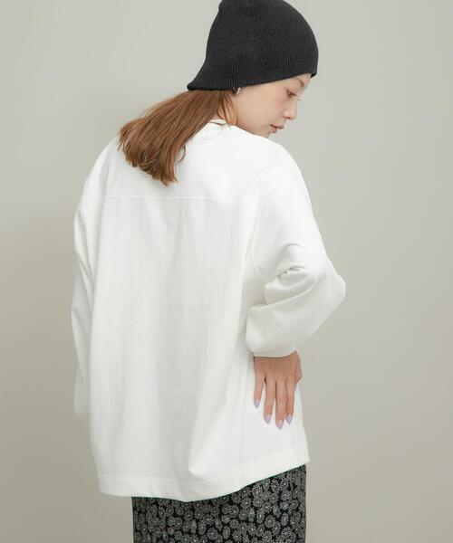 URBAN RESEARCH Sonny Label(アーバンリサーチサニーレーベル)の「UpDRIFT ルーズフィットロングTシャツ(Tシャツ/カットソー・レディース・スミクロ/ピンク/オフホワイト・MEDIUM/LARGE)」の2枚目の写真