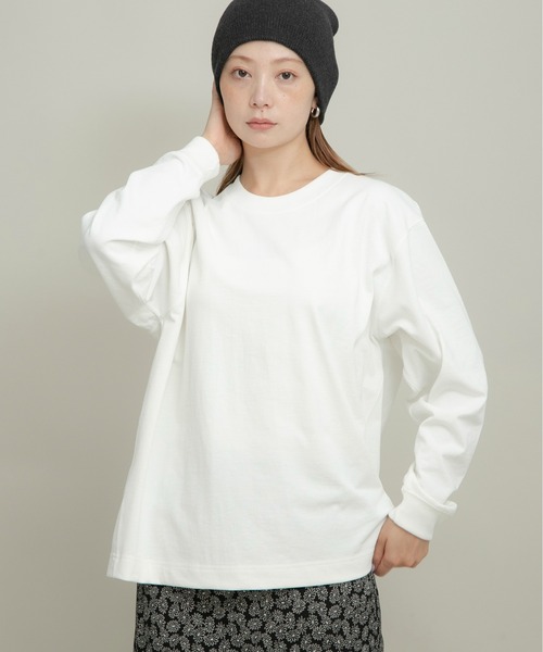 URBAN RESEARCH Sonny Label(アーバンリサーチサニーレーベル)の「UpDRIFT ルーズフィットロングTシャツ(Tシャツ/カットソー・レディース・スミクロ/ピンク/オフホワイト・MEDIUM/LARGE)」の4枚目の写真