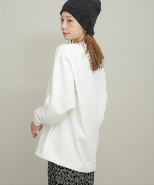 URBAN RESEARCH Sonny Label(アーバンリサーチサニーレーベル)の「UpDRIFT ルーズフィットロングTシャツ(Tシャツ/カットソー・レディース・スミクロ/ピンク/オフホワイト・MEDIUM/LARGE)」の6枚目の写真