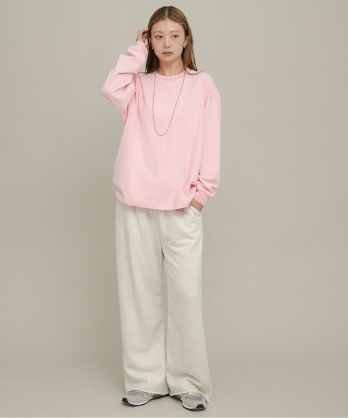 URBAN RESEARCH Sonny Label(アーバンリサーチサニーレーベル)の「UpDRIFT ルーズフィットロングTシャツ(Tシャツ/カットソー・レディース・スミクロ/ピンク/オフホワイト・MEDIUM/LARGE)」の15枚目の写真