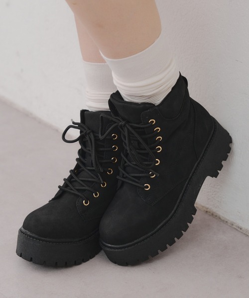 Remind me and forever(リマインドミーアンドフォーエバー)の「レースアップブーツ(ブーツ・レディース・ベージュ/ブラック・SMALL/LARGE/X-LARGE/MEDIUM)」の1枚目の写真