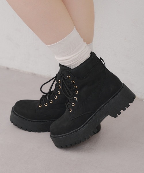 Remind me and forever(リマインドミーアンドフォーエバー)の「レースアップブーツ(ブーツ・レディース・ベージュ/ブラック・SMALL/LARGE/X-LARGE/MEDIUM)」の11枚目の写真