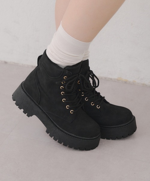 Remind me and forever(リマインドミーアンドフォーエバー)の「レースアップブーツ(ブーツ・レディース・ベージュ/ブラック・SMALL/LARGE/X-LARGE/MEDIUM)」の10枚目の写真