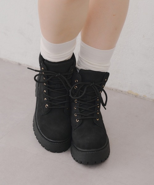 Remind me and forever(リマインドミーアンドフォーエバー)の「レースアップブーツ(ブーツ・レディース・ベージュ/ブラック・SMALL/LARGE/X-LARGE/MEDIUM)」の9枚目の写真