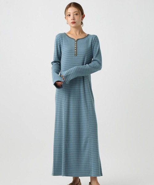 BAYFLOW(ベイフロー)の「ヘンリーネックアソートワンピース(ワンピース・レディース・オートミール/ブルー系その他/ブラック・FREE)」の3枚目の写真