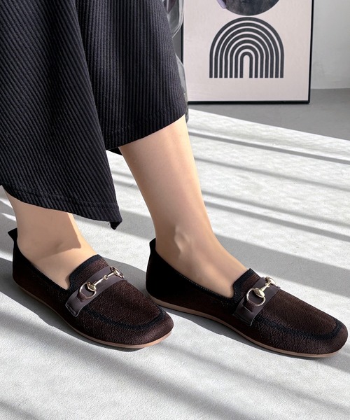 LUGG NAGG(ラグナグ)の「【addottona】【柔らかフィット】シーズンレスニットビットローファー【軽量】(ローファー・レディース・ブラック/ダークブラウン/チェック・XL/LL/L/M/S)」の2枚目の写真