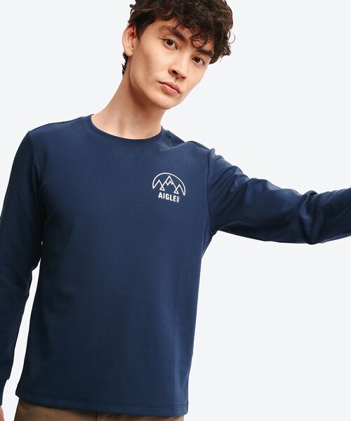 AIGLE（エーグル）の「UVカット ワンポイントロゴ スウェットTシャツ（スウェット・メンズ・ブルー/グリーン/ダークネイビー/ホワイト・L/M/S）」の4枚目の写真