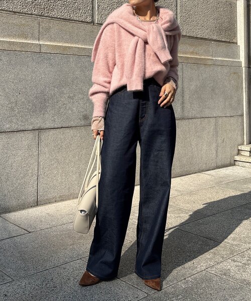 DouDou(ドゥドゥ)の「リジットタックデニム(デニムパンツ・レディース・ブルー・36/38)」の2枚目の写真