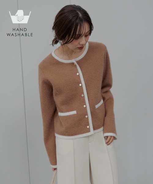 Andemiu（アンデミュウ）の「【手洗い可能】アンゴラハイショクカーディガン498696（カーディガン/ボレロ・レディース・レッド/キャメル/グレー/ブラック/ブルー・FREE）」の4枚目の写真