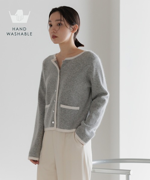 Andemiu（アンデミュウ）の「【手洗い可能】アンゴラハイショクカーディガン498696（カーディガン/ボレロ・レディース・レッド/キャメル/グレー/ブラック/ブルー・FREE）」の2枚目の写真