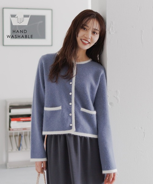 Andemiu（アンデミュウ）の「【手洗い可能】アンゴラハイショクカーディガン498696（カーディガン/ボレロ・レディース・レッド/キャメル/グレー/ブラック/ブルー・FREE）」の3枚目の写真