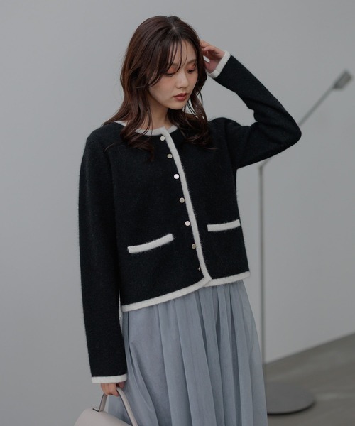 Andemiu（アンデミュウ）の「【手洗い可能】アンゴラハイショクカーディガン498696（カーディガン/ボレロ・レディース・レッド/キャメル/グレー/ブラック/ブルー・FREE）」の11枚目の写真