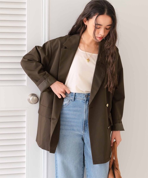 titivate（ティティベイト）の「ゴールド釦ダブルテーラードジャケット（テーラードジャケット・レディース・ダークブラウン/ブラウン/チャコール・M）」の3枚目の写真