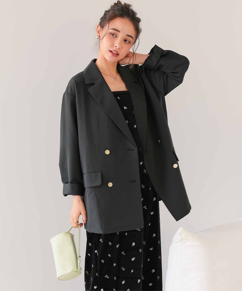 titivate（ティティベイト）の「ゴールド釦ダブルテーラードジャケット（テーラードジャケット・レディース・ダークブラウン/ブラウン/チャコール・M）」の7枚目の写真