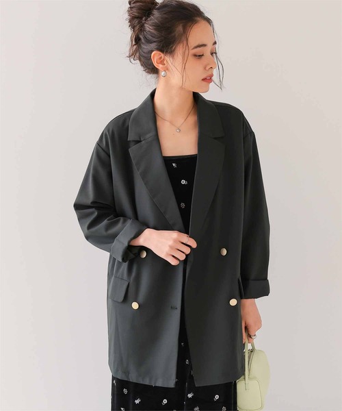 titivate（ティティベイト）の「ゴールド釦ダブルテーラードジャケット（テーラードジャケット・レディース・ダークブラウン/ブラウン/チャコール・M）」の8枚目の写真