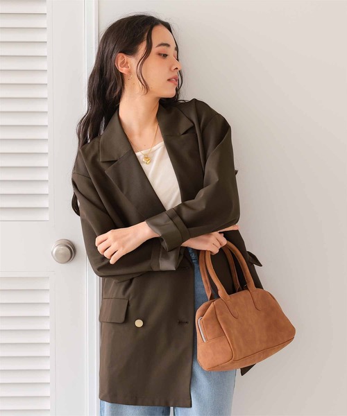 titivate（ティティベイト）の「ゴールド釦ダブルテーラードジャケット（テーラードジャケット・レディース・ダークブラウン/ブラウン/チャコール・M）」の12枚目の写真