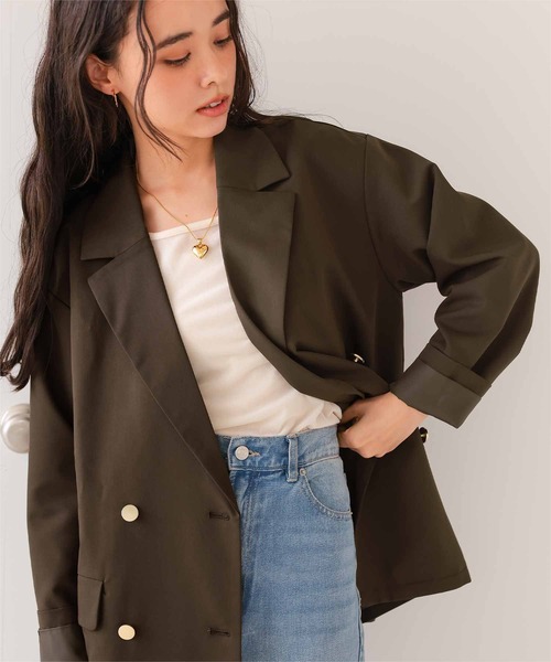 titivate（ティティベイト）の「ゴールド釦ダブルテーラードジャケット（テーラードジャケット・レディース・ダークブラウン/ブラウン/チャコール・M）」の14枚目の写真