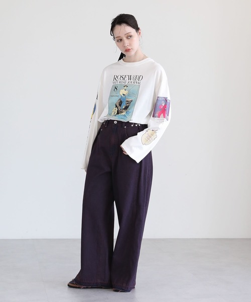 Sugar spoon（シュガースプーン）の「・SUGAR SPOON タックデニムワイドパンツ（デニムパンツ・レディース・ボルドー/グリーン/インディゴブルー/ブラック・FREE）」の5枚目の写真