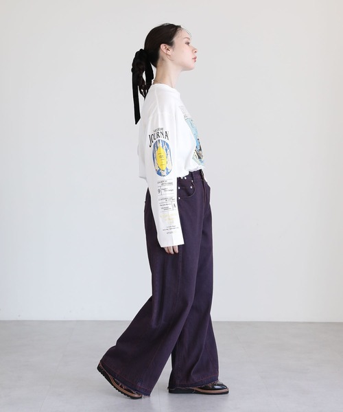 Sugar spoon（シュガースプーン）の「・SUGAR SPOON タックデニムワイドパンツ（デニムパンツ・レディース・ボルドー/グリーン/インディゴブルー/ブラック・FREE）」の6枚目の写真