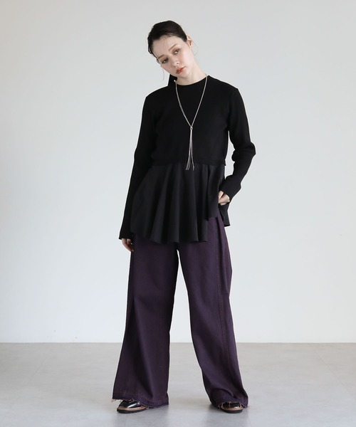 Sugar spoon（シュガースプーン）の「・SUGAR SPOON タックデニムワイドパンツ（デニムパンツ・レディース・ボルドー/グリーン/インディゴブルー/ブラック・FREE）」の7枚目の写真