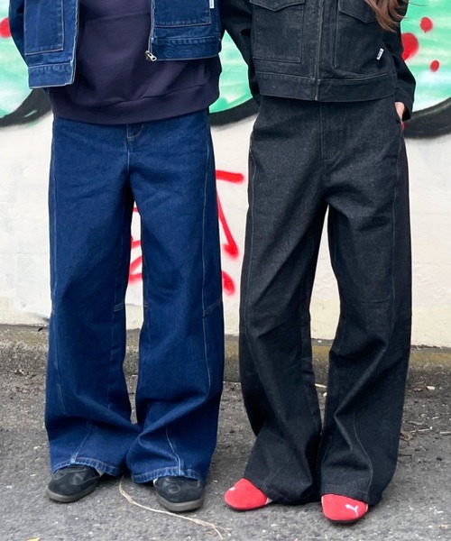 ALAND(エーランド)の「【UNISEX】ALAND/デニムバレルパンツ(デニムパンツ・レディース・ブラック/ブルー・SMALL/LARGE)」の1枚目の写真