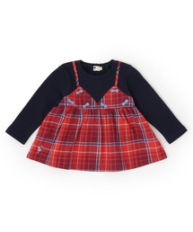 KP | ヘリンボンチェック×裏毛 レイヤード風トレーナー(スウェット)