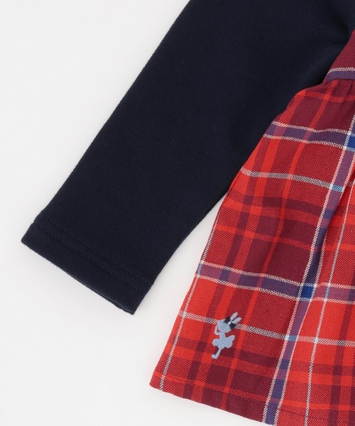 KP(ケーピー)の「ヘリンボンチェック×裏毛 レイヤード風トレーナー(スウェット・キッズ・ネイビー/オートミール・90cm/80cm/140cm/130cm/120cm/110cm/100cm)」の5枚目の写真