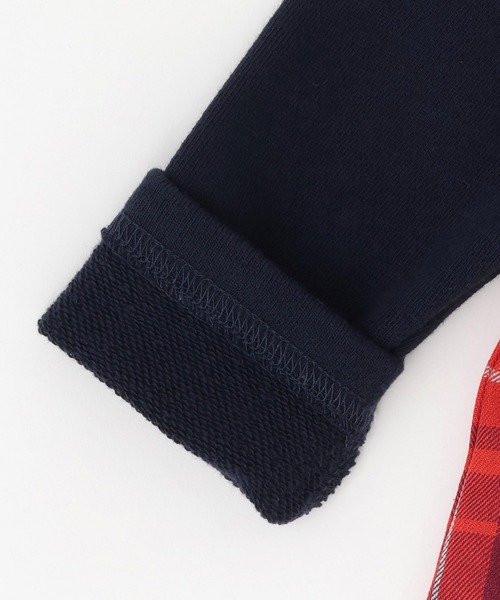 KP(ケーピー)の「ヘリンボンチェック×裏毛 レイヤード風トレーナー(スウェット・キッズ・ネイビー/オートミール・90cm/80cm/140cm/130cm/120cm/110cm/100cm)」の7枚目の写真