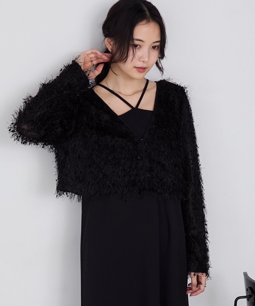 forksy.(フォルクシー)の「【forksy.】【オケージョン対応】フリンジボレロ&デザインキャミワンピースセット(ワンピース・レディース・ネイビー/ブラック系/ブラック・FREE)」の11枚目の写真