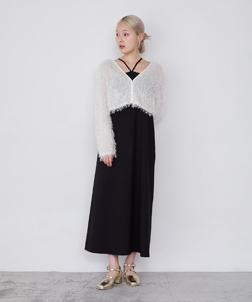 forksy.(フォルクシー)の「【forksy.】【オケージョン対応】フリンジボレロ&デザインキャミワンピースセット(ワンピース・レディース・ネイビー/ブラック系/ブラック・FREE)」の16枚目の写真