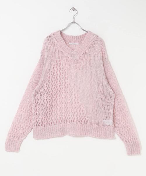 KBF（ケイビーエフ）の「シースルースパンコールニット（ニット/セーター・レディース・ピンク/ネイビー・ONE）」の10枚目の写真